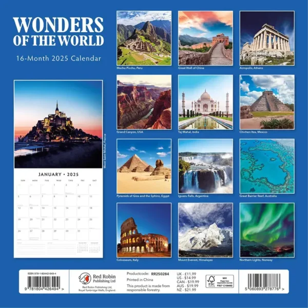 Wonders of the World 2025 Calendar