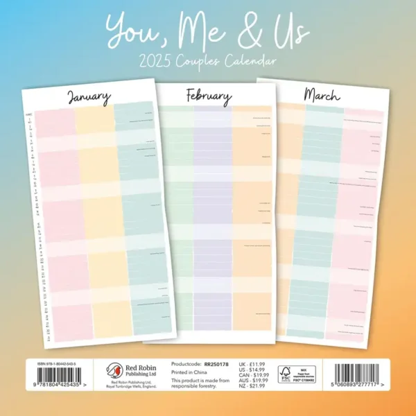 You Me Us Couples 2025 Calendar