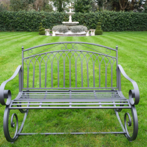 Alfie Grey Rocking Metal Garden Bench